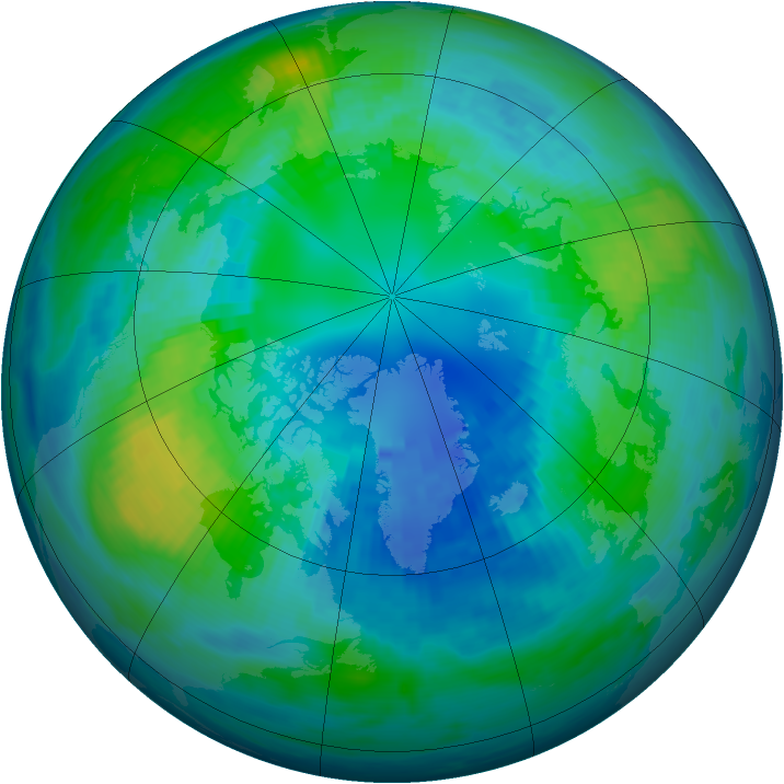 Arctic ozone map for 15 October 1992